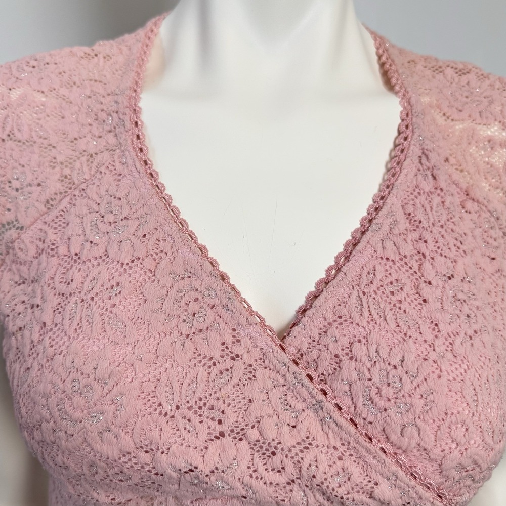Byer Pink Lace Top Women Small Boho Fairy Grunge Festival Y2K Coquette Vintage - Picture 2 of 9